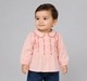 Baby Girls Peach Pleated Button-Down Shirt with Floral Embroidery