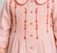 Baby Girls Peach Pleated Button-Down Shirt with Floral Embroidery