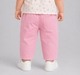 Baby Girls Pink Cotton Pants with Cute Mushroom & Leaf Embroidery