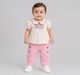 Baby Girls Pink Cotton Pants with Cute Mushroom & Leaf Embroidery
