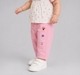 Baby Girls Pink Cotton Pants with Cute Mushroom & Leaf Embroidery