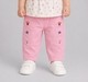Baby Girls Pink Cotton Pants with Cute Mushroom & Leaf Embroidery