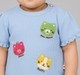 Baby Girls Light Blue Ribbed T-Shirt with Cute Cat Face Badges