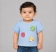 Baby Girls Light Blue Ribbed T-Shirt with Cute Cat Face Badges