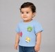 Baby Girls Light Blue Ribbed T-Shirt with Cute Cat Face Badges