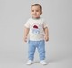 Infant Boys White Graphic T-Shirt & Light Blue Waffle Trousers Set