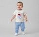 Infant Boys White Graphic T-Shirt & Light Blue Waffle Trousers Set