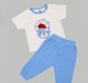 Infant Boys White Graphic T-Shirt & Light Blue Waffle Trousers Set