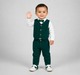 Baby Boys Elegant Emerald Green Corduroy 3-Piece Waistcoat Set
