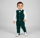Baby Boys Elegant Emerald Green Corduroy 3-Piece Waistcoat Set