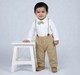 Toddler Boys Formal Party Set - White Shirt, Trousers, Suspenders & Bowtie