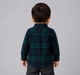 Baby Boys Dark Green Plaid Flannel Shirt with Polar Bear Patch