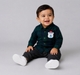 Baby Boys Dark Green Plaid Flannel Shirt with Polar Bear Patch