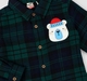 Baby Boys Dark Green Plaid Flannel Shirt with Polar Bear Patch