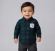 Baby Boys Dark Green Plaid Flannel Shirt with Polar Bear Patch