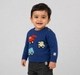 Infant Boys Blue Construction Truck Applique Knitted Sweater