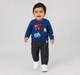 Infant Boys Blue Construction Truck Applique Knitted Sweater