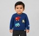 Infant Boys Blue Construction Truck Applique Knitted Sweater