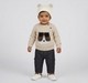 Baby Boys Beige Bear Graphic Knit Sweater with Shoulder Buttons