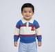 Baby Boys Blue & Cream Striped Polo Collar Knit Sweater