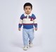 Baby Boys Blue & Cream Striped Polo Collar Knit Sweater