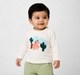 Infant Cream Full-Sleeve T-Shirt with Horse & Cactus Applique