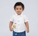 Baby Boys White Short Sleeve Shirt with Dog Embroidery & Contrast Buttons