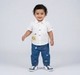 Baby Boys White Short Sleeve Shirt with Dog Embroidery & Contrast Buttons
