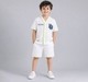 Boys 2-Piece Varsity Baseball Co-ord Set - White Striped Button-Down Shirt & Shorts