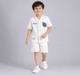 Boys 2-Piece Varsity Baseball Co-ord Set - White Striped Button-Down Shirt & Shorts
