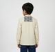 Boys Mandarin Collar Textured Slub Shirt - Cream