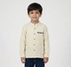 Boys Mandarin Collar Textured Slub Shirt - Cream