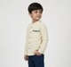 Boys Mandarin Collar Textured Slub Shirt - Cream