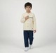 Boys Mandarin Collar Textured Slub Shirt - Cream