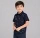 Boys Navy Blue Printed Short Sleeve Resort Shirt