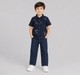 Boys Navy Blue Printed Short Sleeve Resort Shirt
