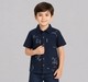 Boys Navy Blue Printed Short Sleeve Resort Shirt