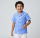 Boys Resort Geometric Seersucker Shirt - Sky Blue