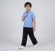 Boys Smart Vertical Stripe Short Sleeve Shirt - Powder Blue