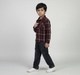 Boys Classic Plaid Long Sleeve Flannel Shacket - Burgundy