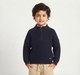 Boys Navy Blue Half-Zip Ribbed High Neck Sweater