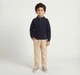 Boys Navy Blue Half-Zip Ribbed High Neck Sweater
