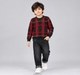 Boys Green & Red Plaid Pattern Round Neck Knit Sweater