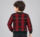 Boys Green & Red Plaid Pattern Round Neck Knit Sweater
