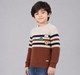 Boys Brown & Beige Striped Patch Detail Knit Sweater