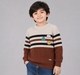 Boys Brown & Beige Striped Patch Detail Knit Sweater