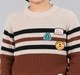 Boys Brown & Beige Striped Patch Detail Knit Sweater