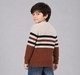 Boys Brown & Beige Striped Patch Detail Knit Sweater