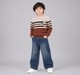 Boys Brown & Beige Striped Patch Detail Knit Sweater