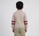 Boys Beige Polo Neck Athletic Stripe Sweatshirt
